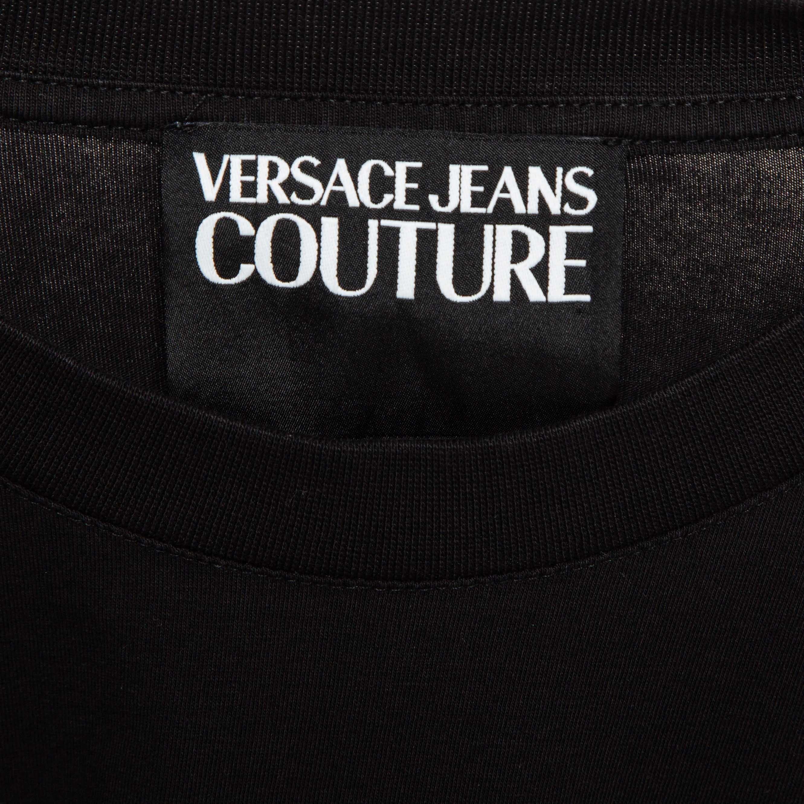 Men's Versace Jeans Couture Black Logo Print Jersey T-Shirt XL For Sale