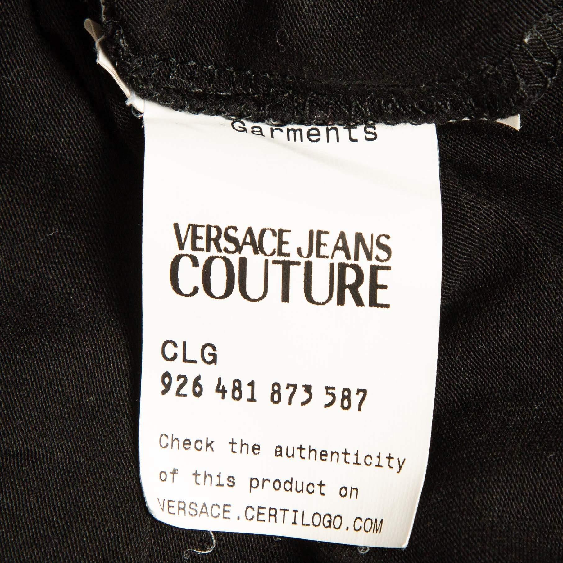 Versace Jeans Couture Black Logo Print Jersey T-Shirt XL For Sale 2