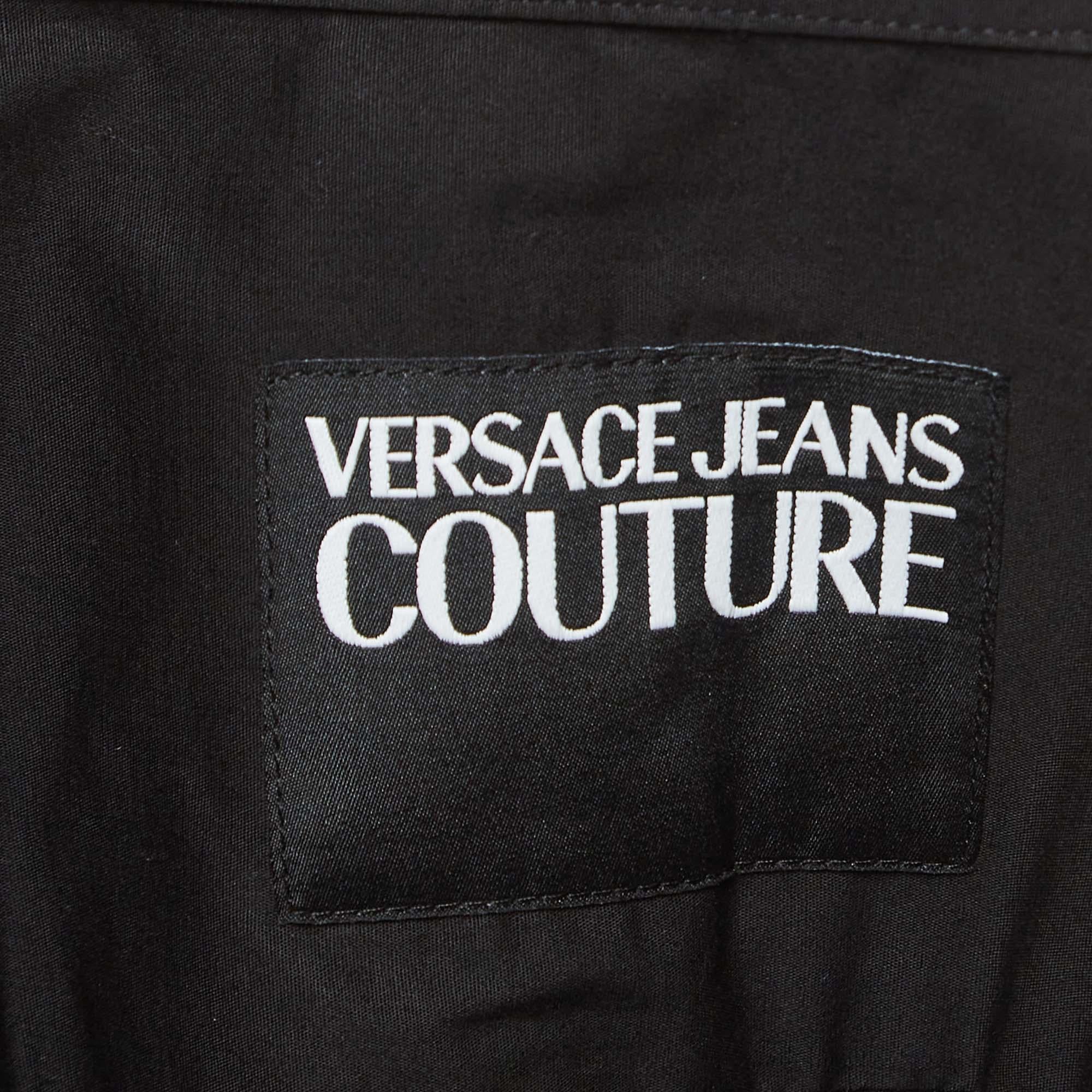 Men's Versace Jeans Couture Black Logo Printed Cotton Full Sleeve Shirt XXXL