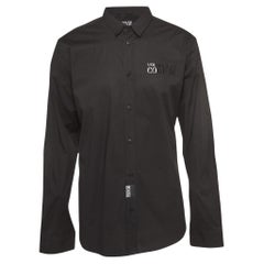 Versace Jeans Couture Black Logo Printed Cotton Full Sleeve Shirt XXXL