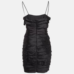 Versace Jeans Couture Black Satin Ruffled Mini Dress M