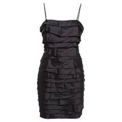 Versace Jeans Couture Schwarzes gerafftes Satin-Minikleid mit Rüschen M