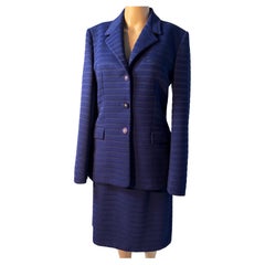 Versace Jeans Couture Blue Skirt Suit Size 44 with Medusa Buttons