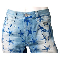 Versace Jeans Couture Blue Starfish Print Jeans circa 1990s