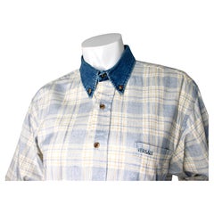Versace Jeans Couture Blue & Yellow Plaid Button-Up Shirt circa 1990s