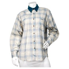 Versace Jeans Couture Blue & Yellow Plaid Button-Up Shirt circa 1990s