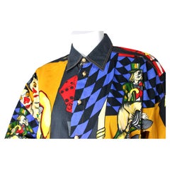 Versace Jeans Couture Circus Print Cotton Button-Up Shirt circa 1990s