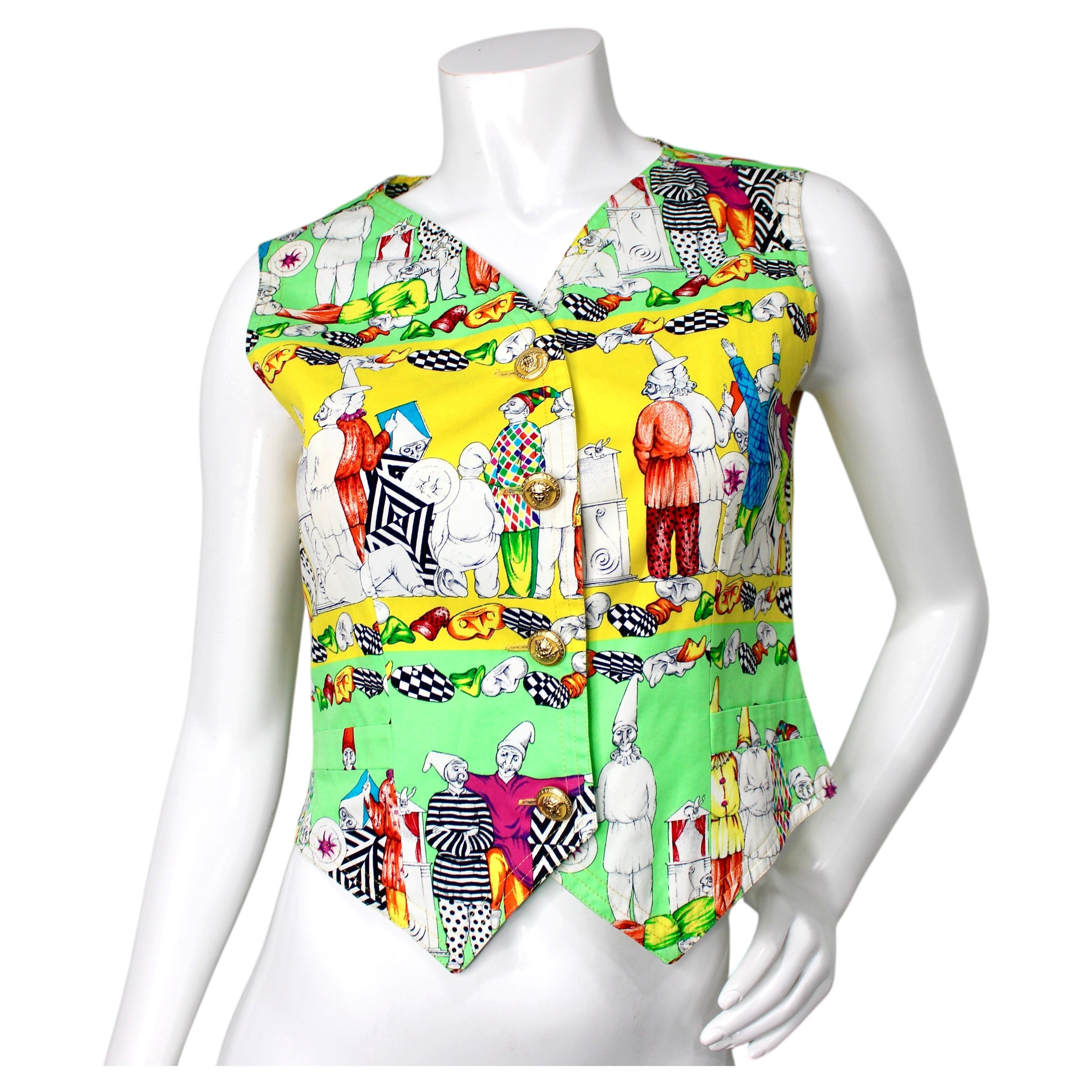 Versace Jeans Couture Clown Print Vest circa 1990s For Sale
