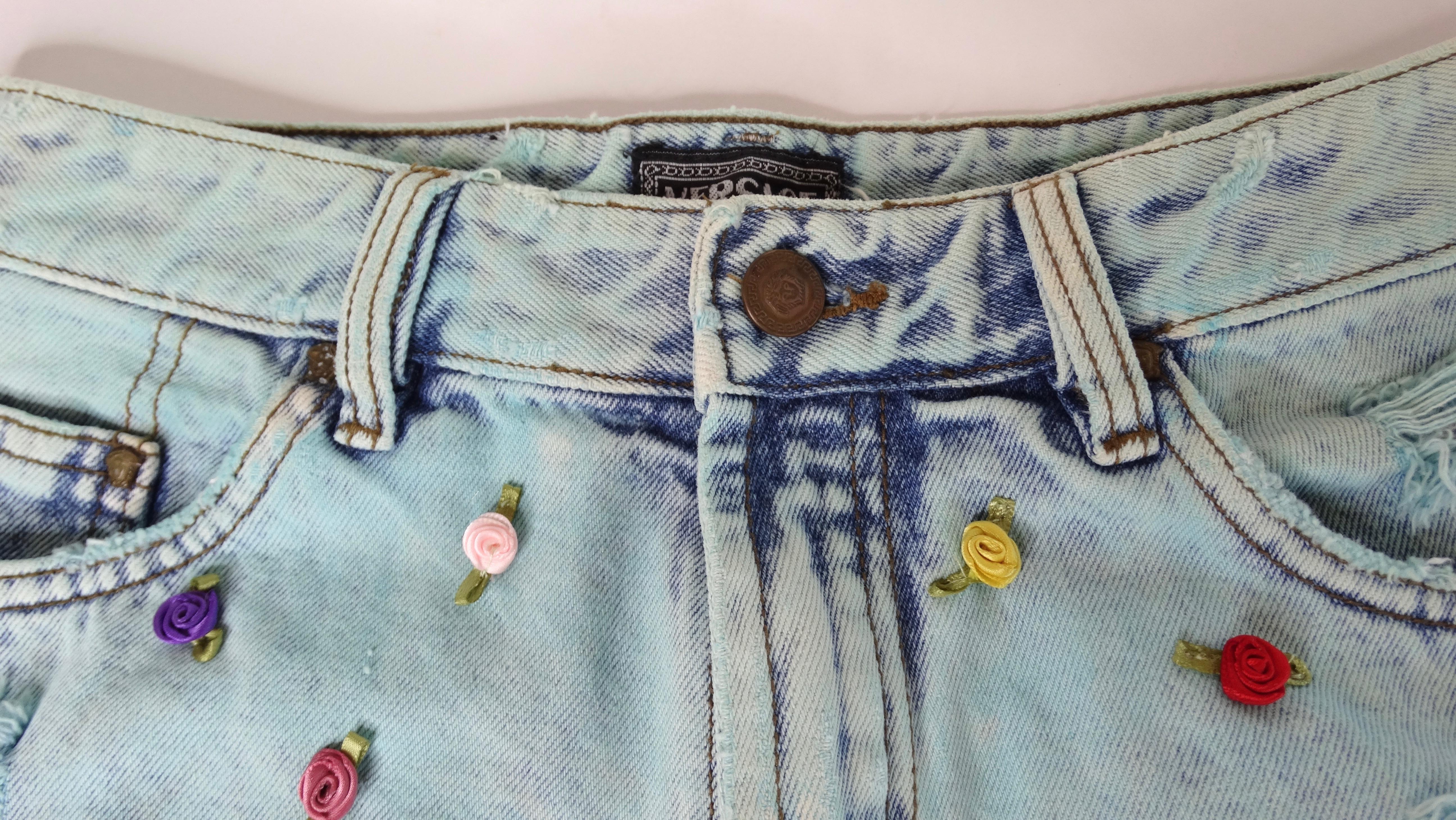 Versace Jeans Couture Cutoff Shorts with Rosettes In Good Condition In Scottsdale, AZ