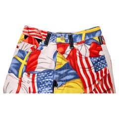 Versace Jeans Couture Flag Print Cotton Pants circa 1990s