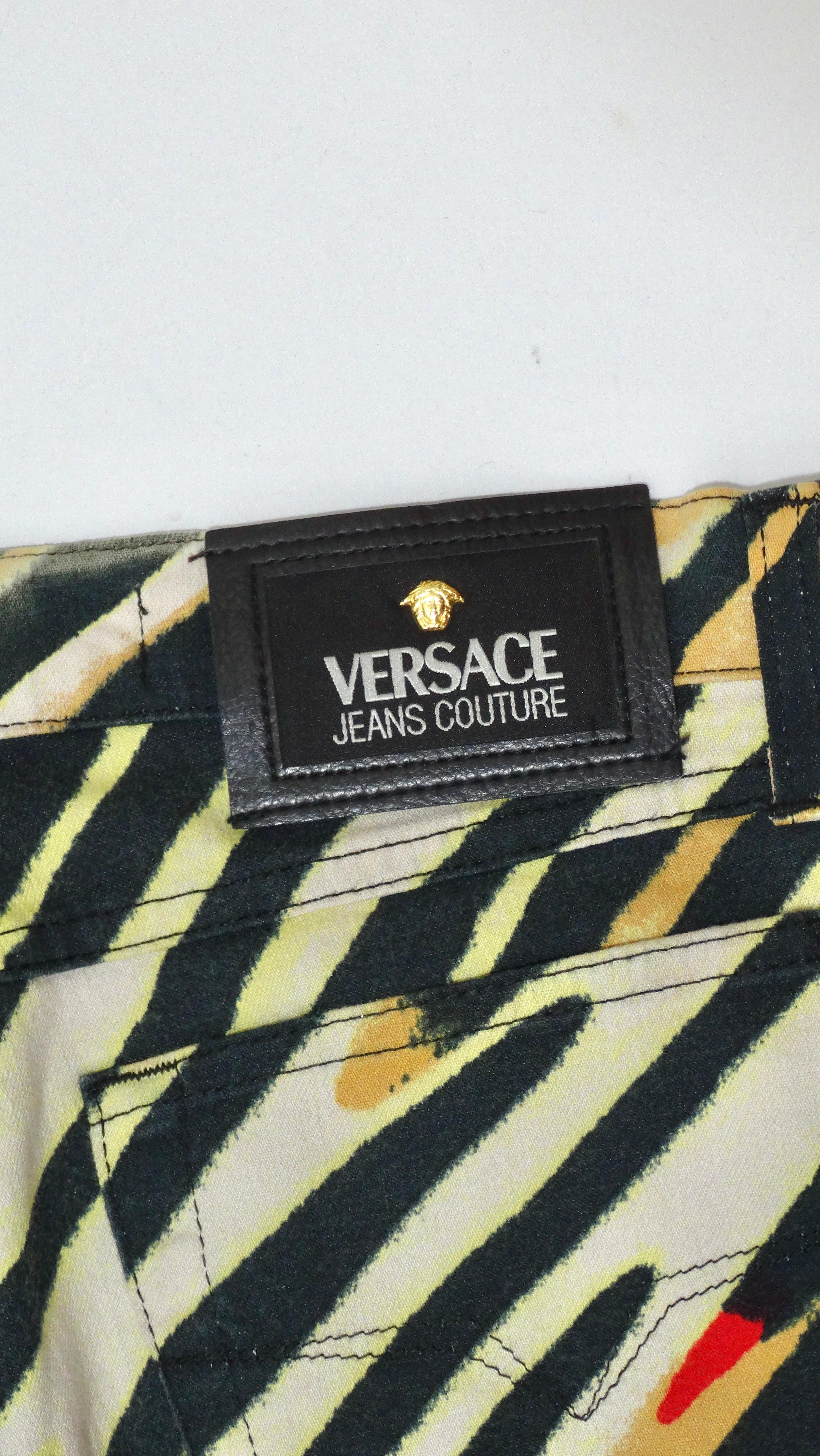Versace Jeans Couture - Pantalon à imprimé floral et animal en vente 2