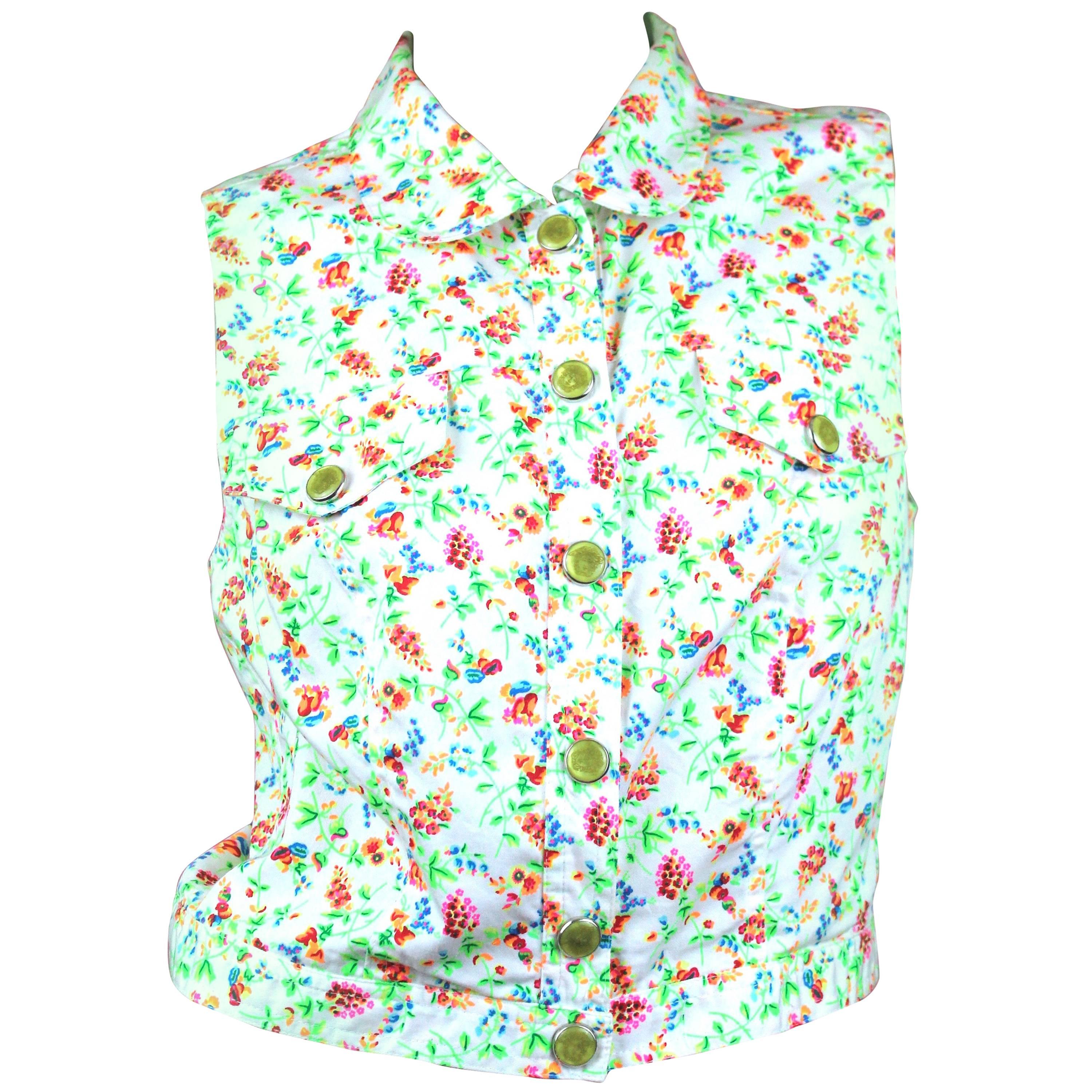 Versace Jeans Couture Floral Cotton Vest, circa late 1980s For Sale