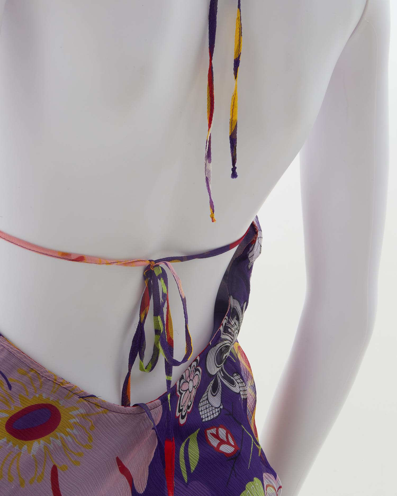 Robe Versace Jeans Couture à imprimé floral ouvert dans le dos, début des années 2000 en vente 4
