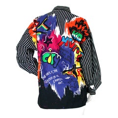 Versace Jeans Couture Graffiti Print Cotton Button-Up Shirt circa 1990s