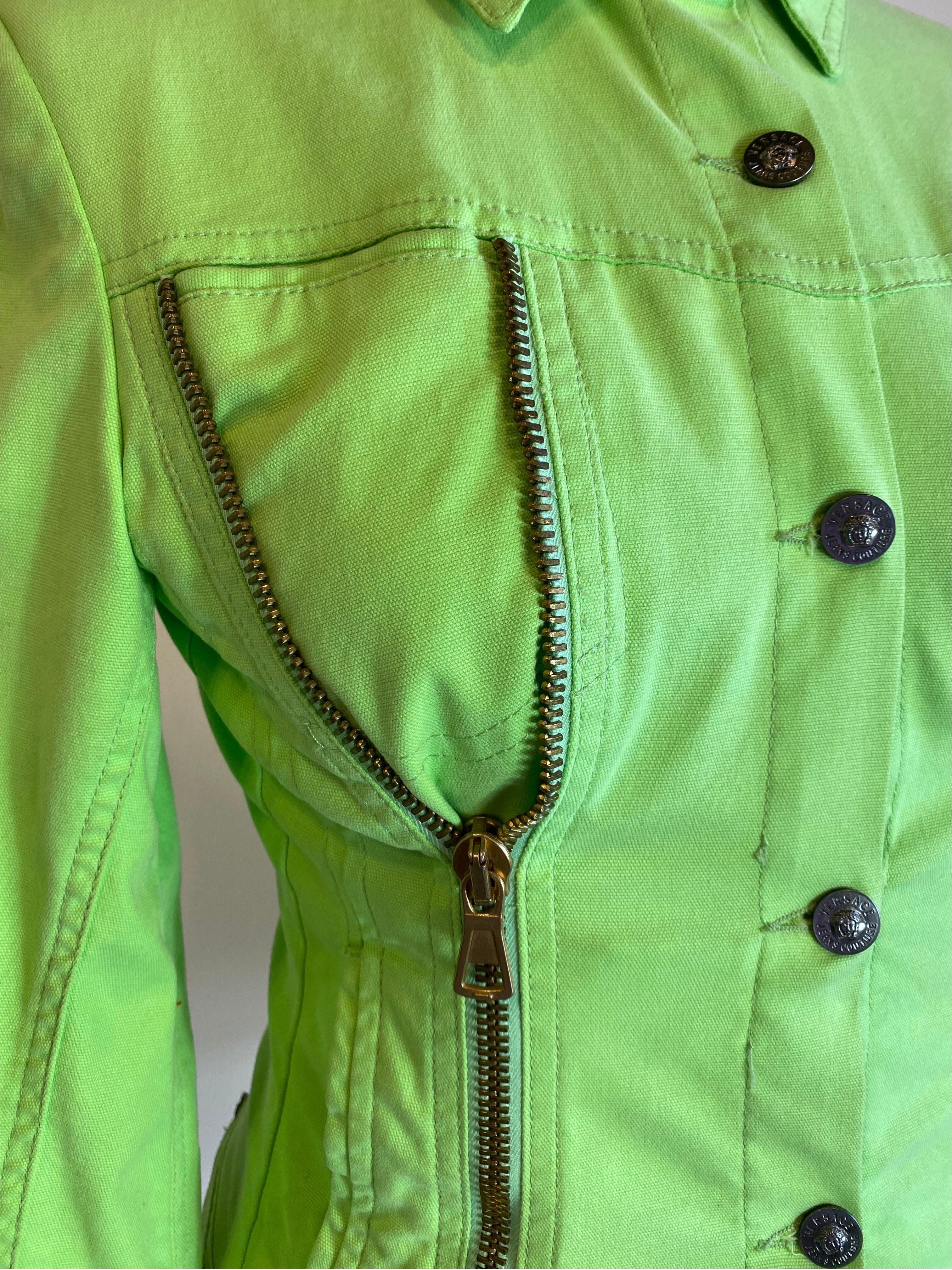Women's or Men's Versace Jeans Couture green lime Denim Jacket For Sale