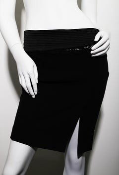Versace Jeans Couture Lace and strech mini black skirt