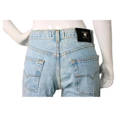 Versace Jeans Couture Light Wash Faded Denim High-Waisted Jeans circa 1990s