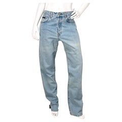 Versace Jeans Couture Light Wash Faded Denim High-Waisted Jeans circa 1990s