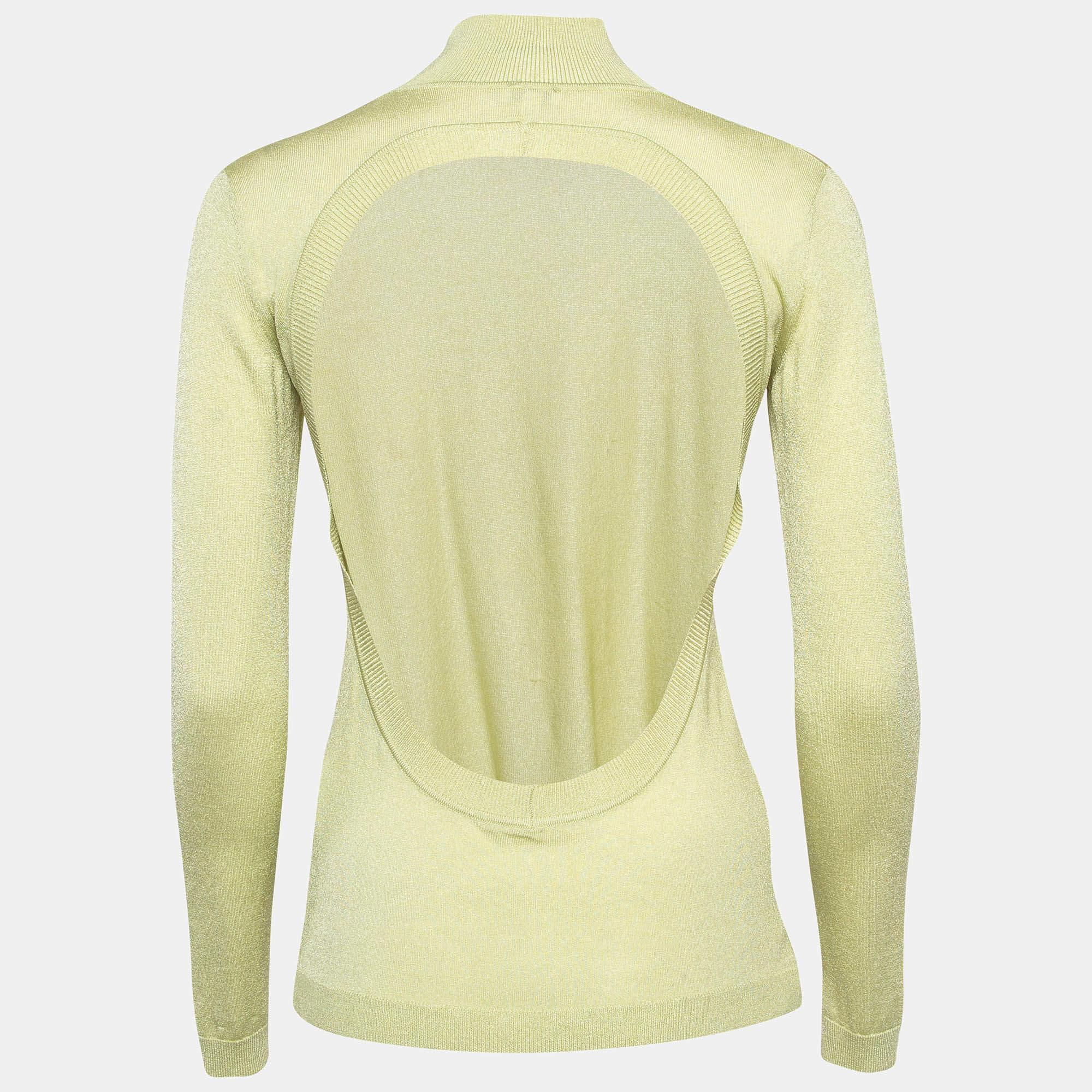 This vibrant sweatshirt by Versace Jeans Couture exudes contemporary charm. Crafted with meticulous attention to detail it features a stylish open back design and comfortable knit fabric. Perfect for adding a pop of color to your casual ensemble