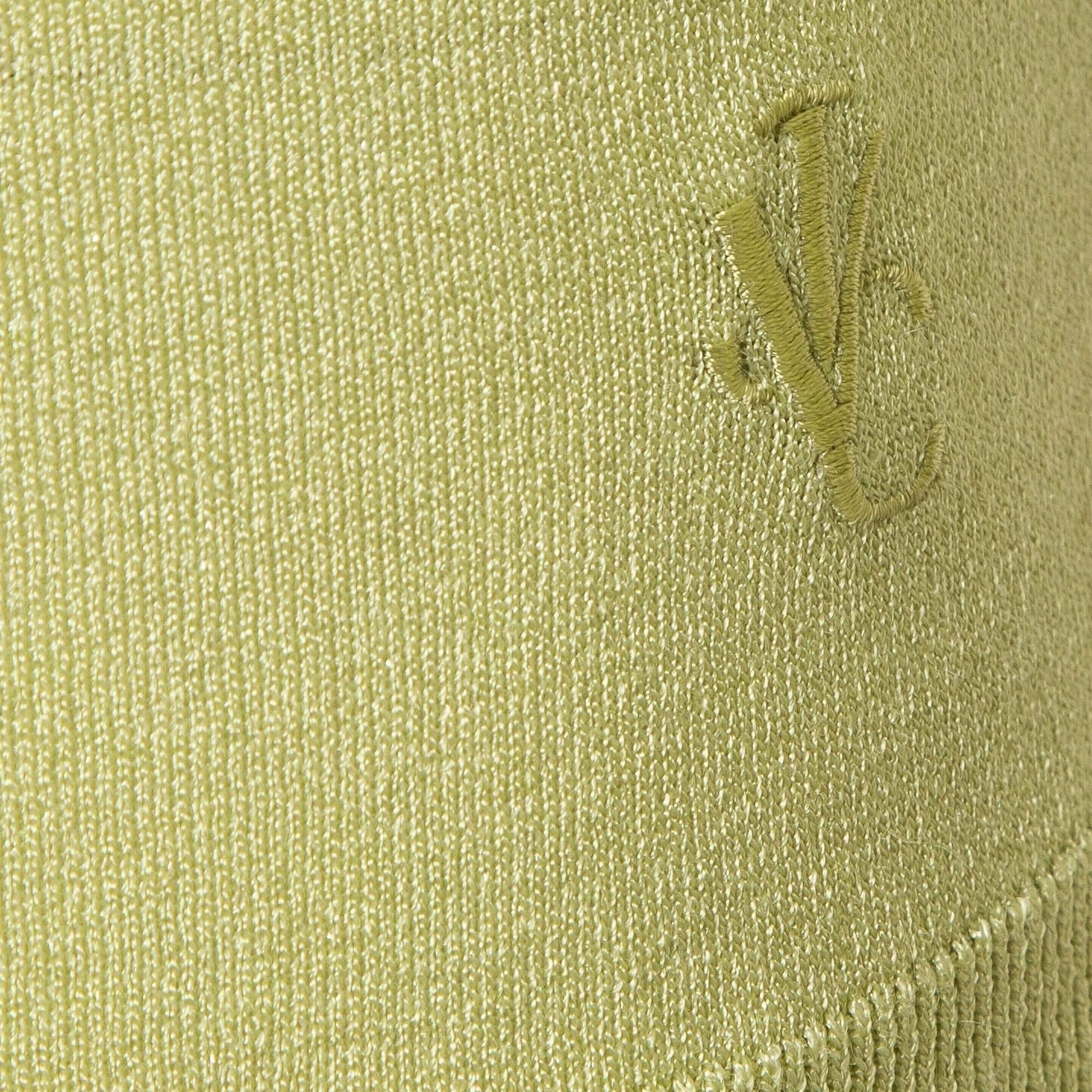Versace Jeans Couture Lime Green Knit Back Open Sweatshirt XS In Good Condition For Sale In Dubai, Al Qouz 2