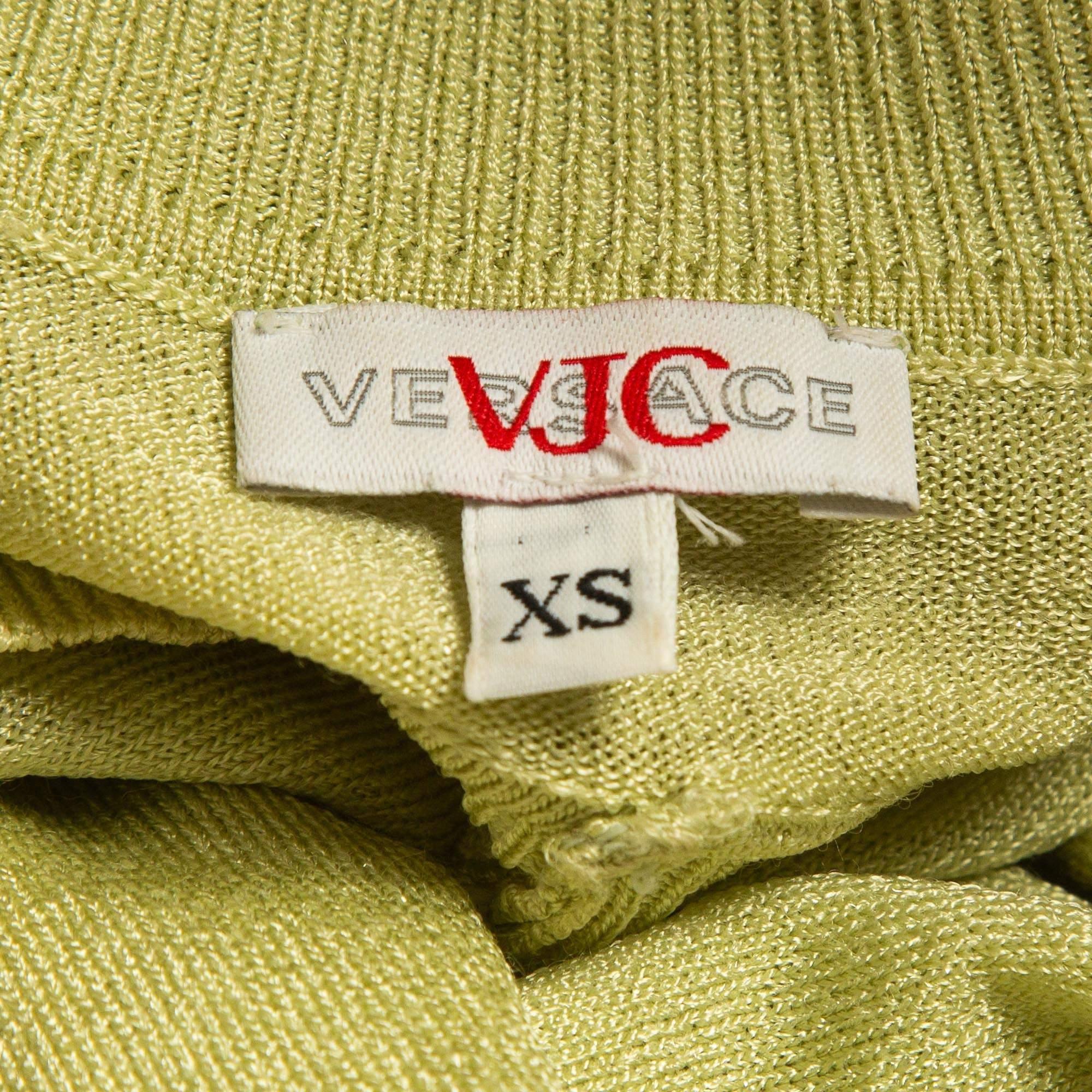 Versace Jeans Couture Lime Green Knit Back Open Sweatshirt XS For Sale 1