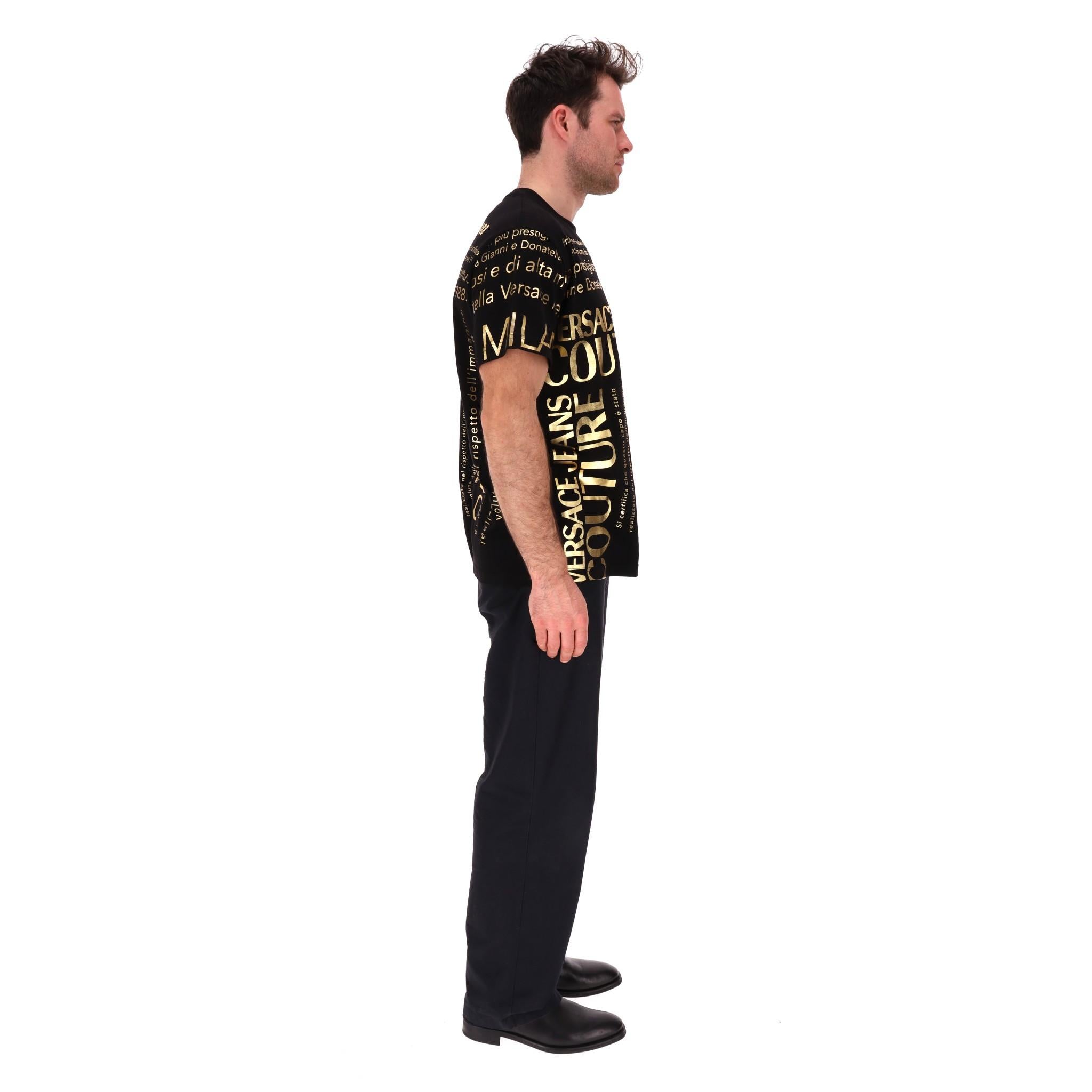 Black Versace Jeans Couture Logo Cotton T-Shirt For Sale