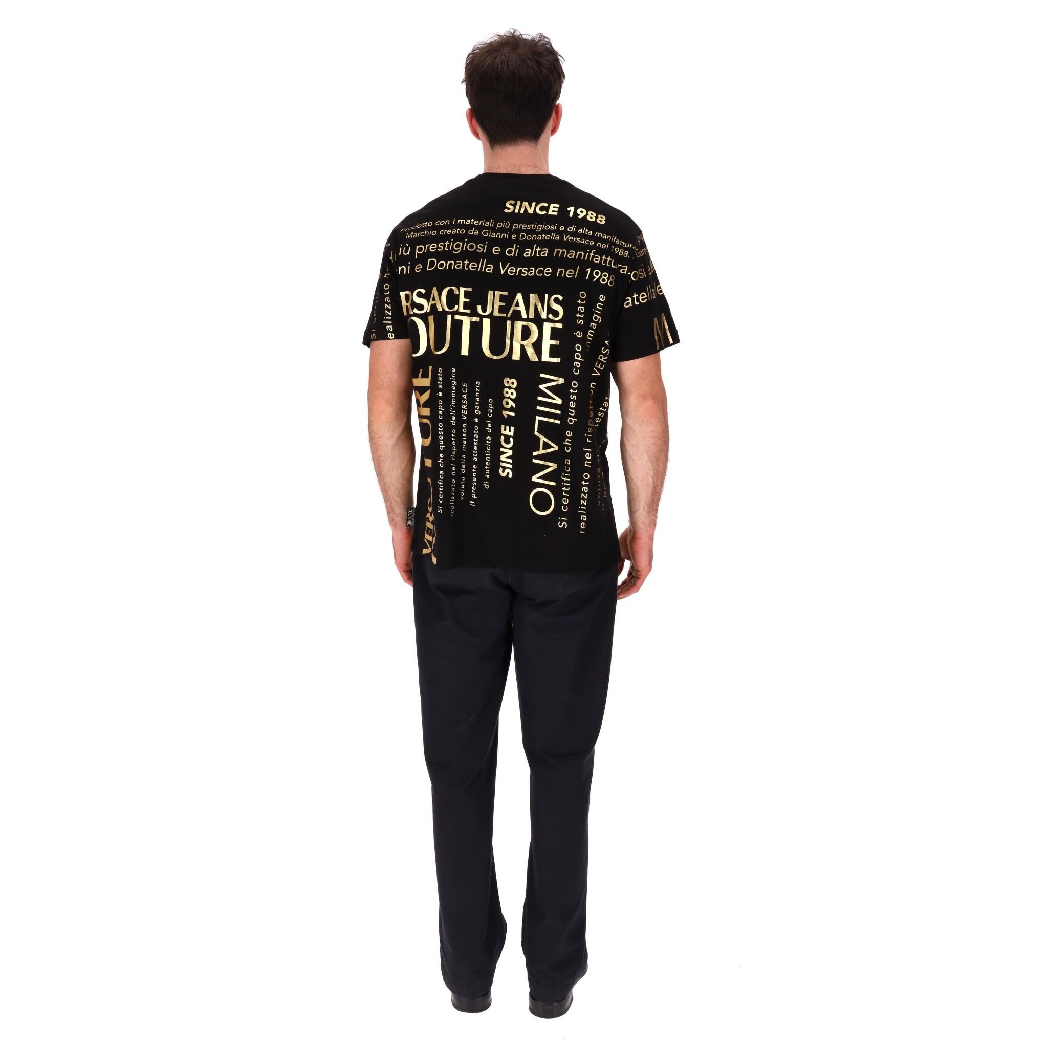 Versace Jeans Couture Logo Cotton T-Shirt In Excellent Condition For Sale In London, GB