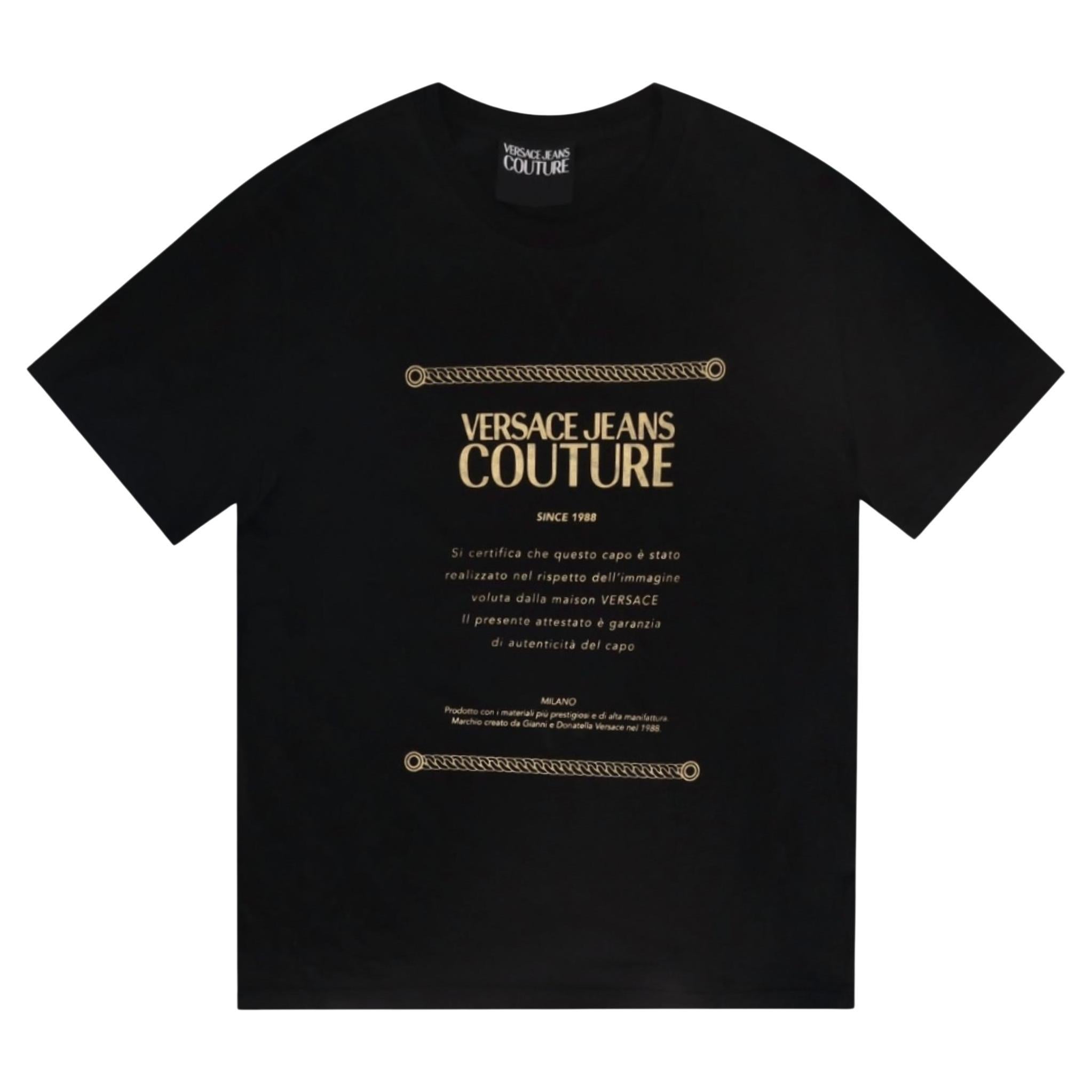 Camiseta de algodón estampada con el logotipo Versace Jeans Couture