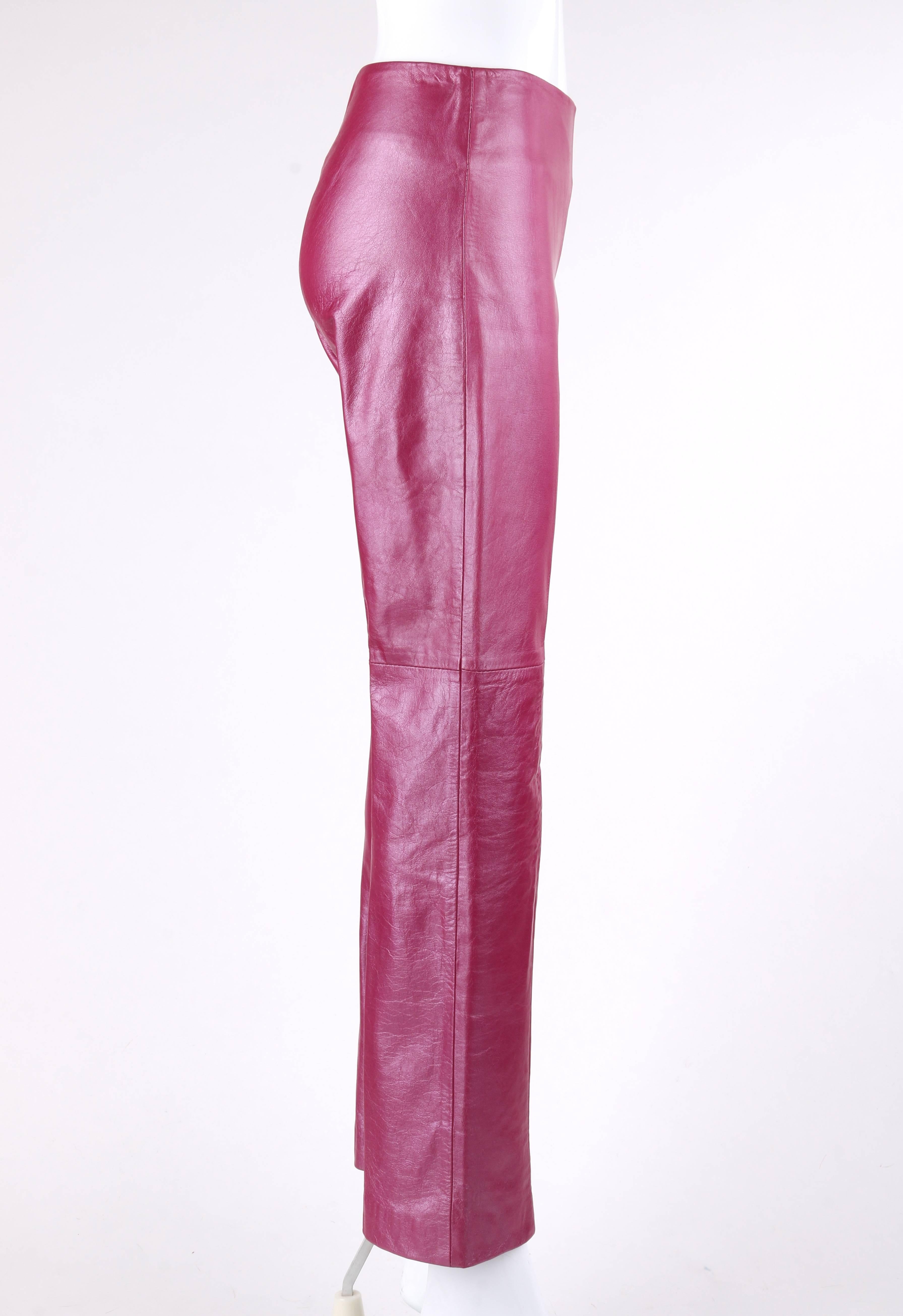 magenta leather pants