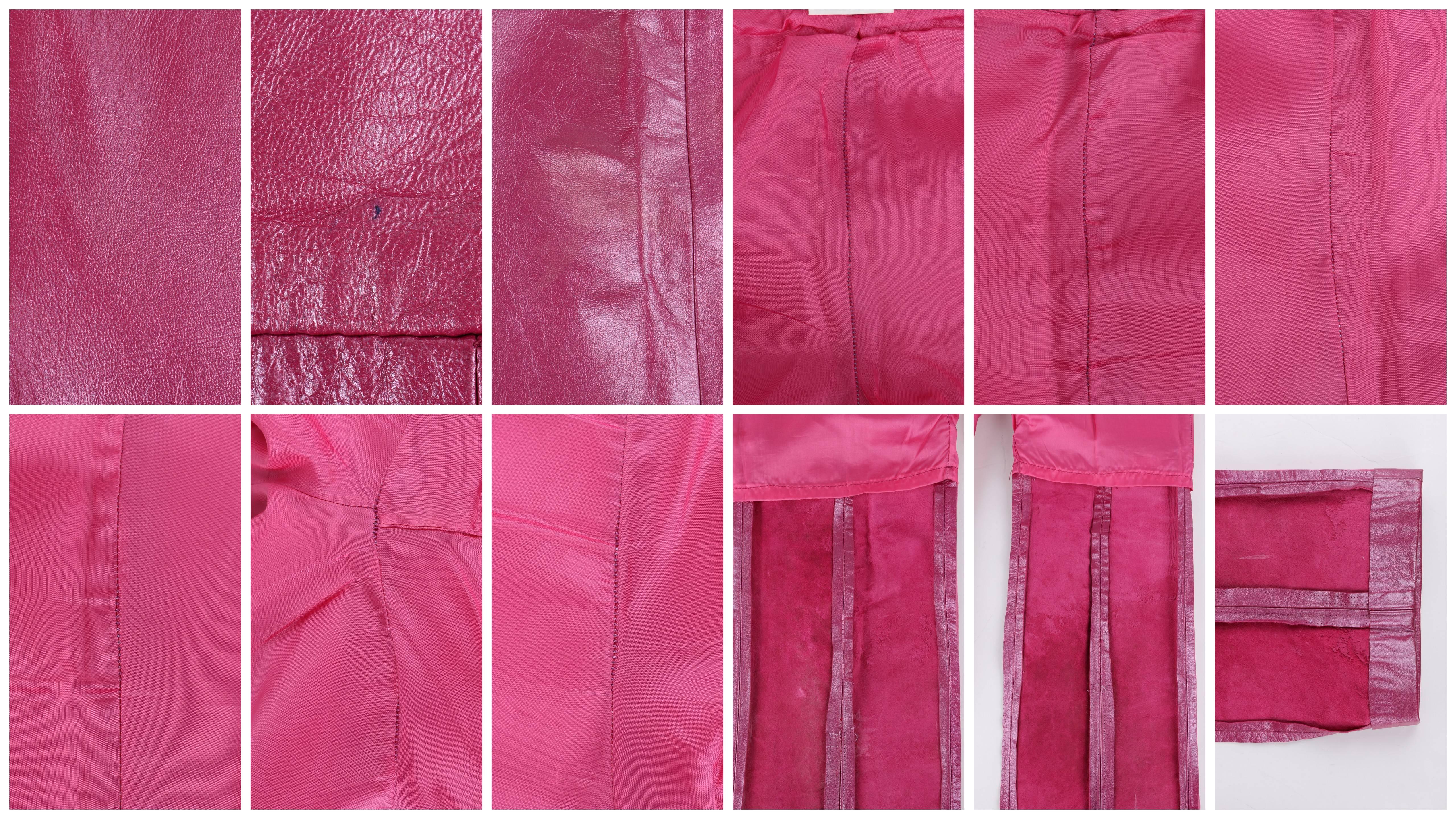Women's VERSACE Jeans Couture Magenta Pink Leather Boot Cut Pants