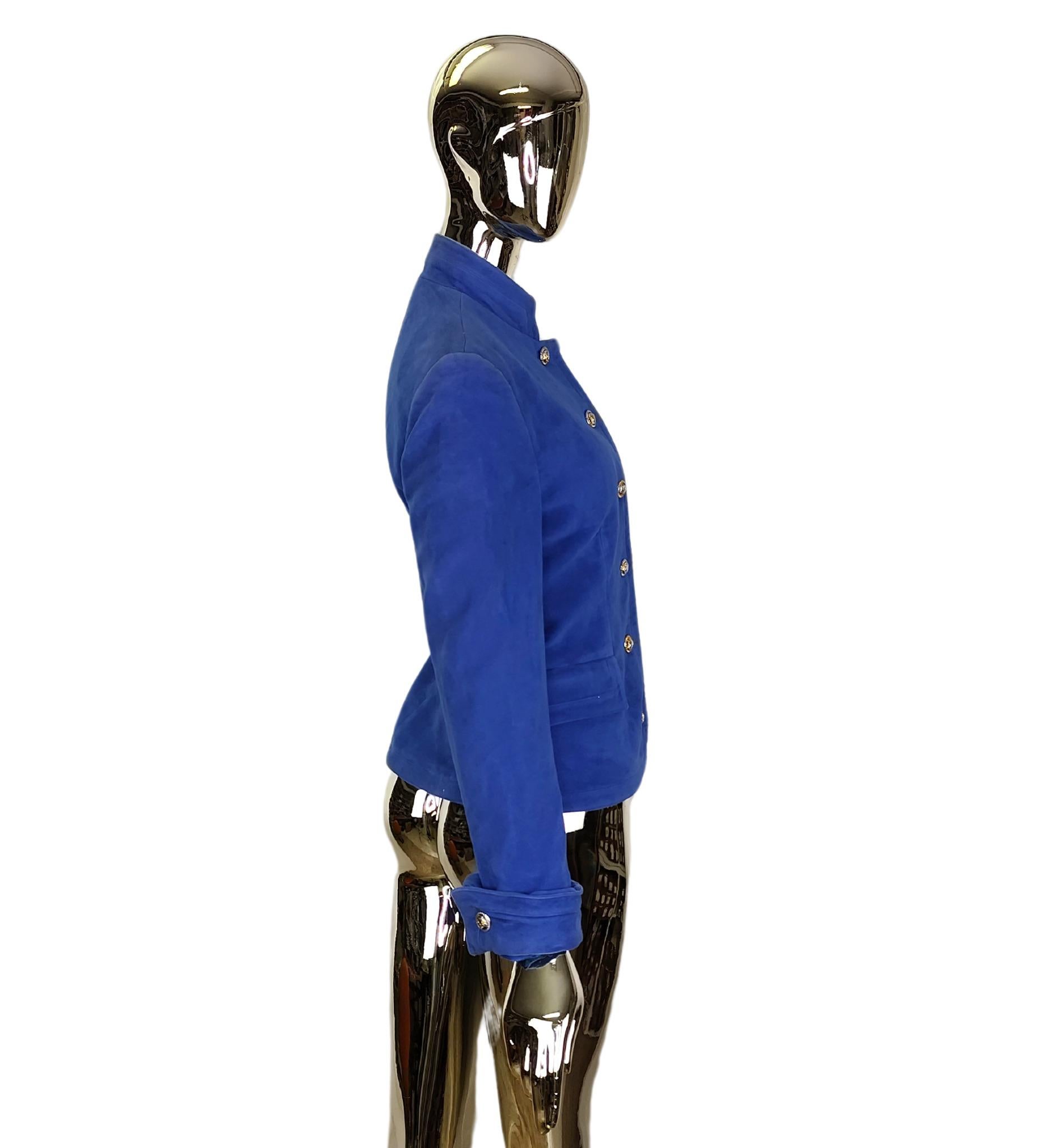 Blue Versace Jeans Couture Medusa buttons blue jacket For Sale