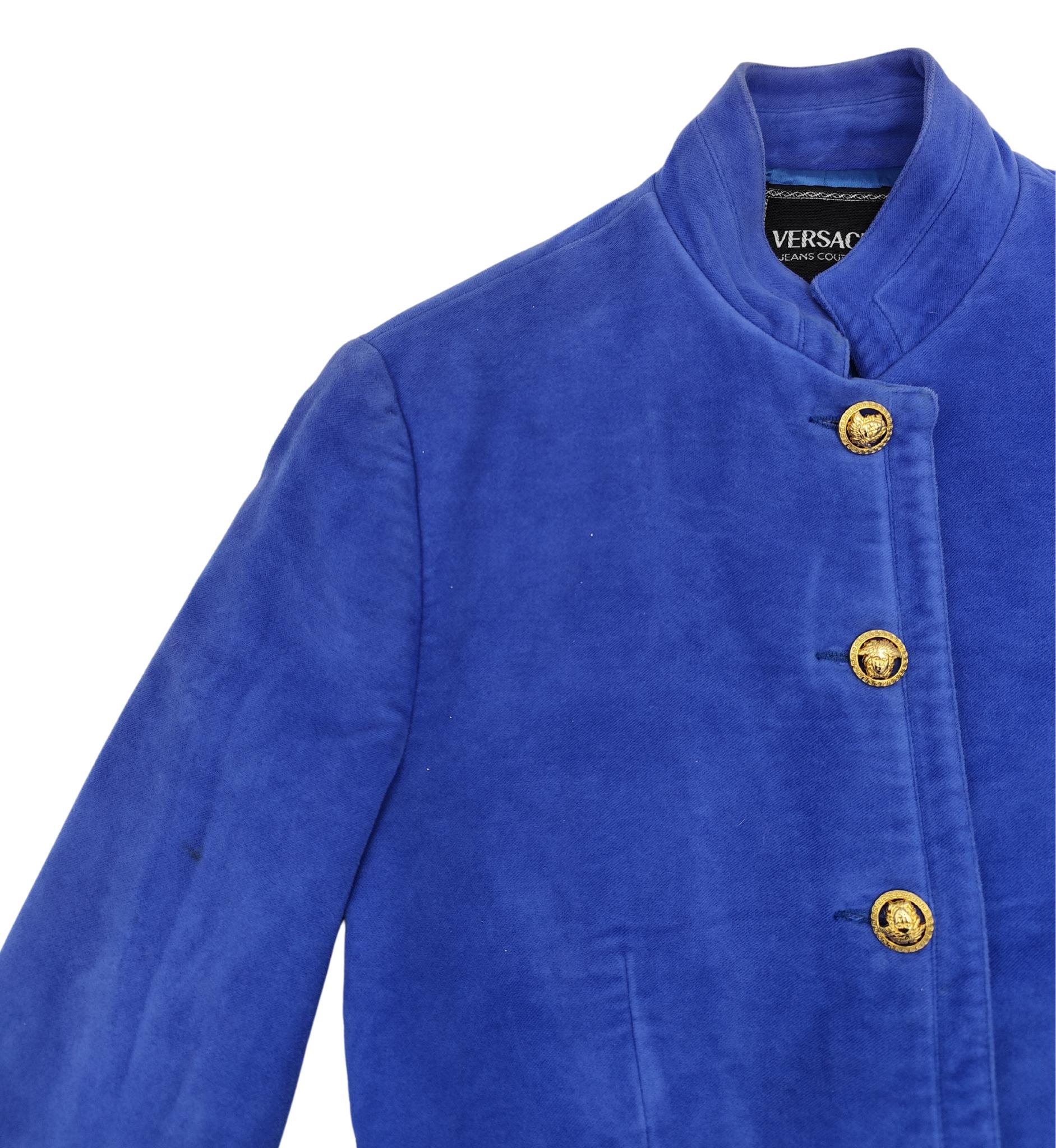 Women's Versace Jeans Couture Medusa buttons blue jacket For Sale