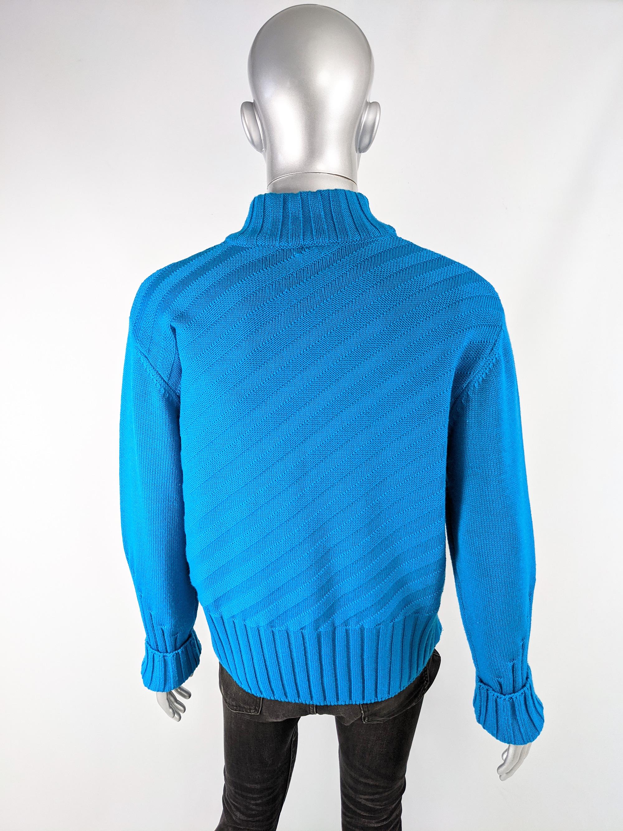 Men's Versace Jeans Couture Mens Vintage Turquoise Sweater For Sale