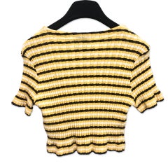 Versace Jeans Couture multi colours stripe cotton cropped top