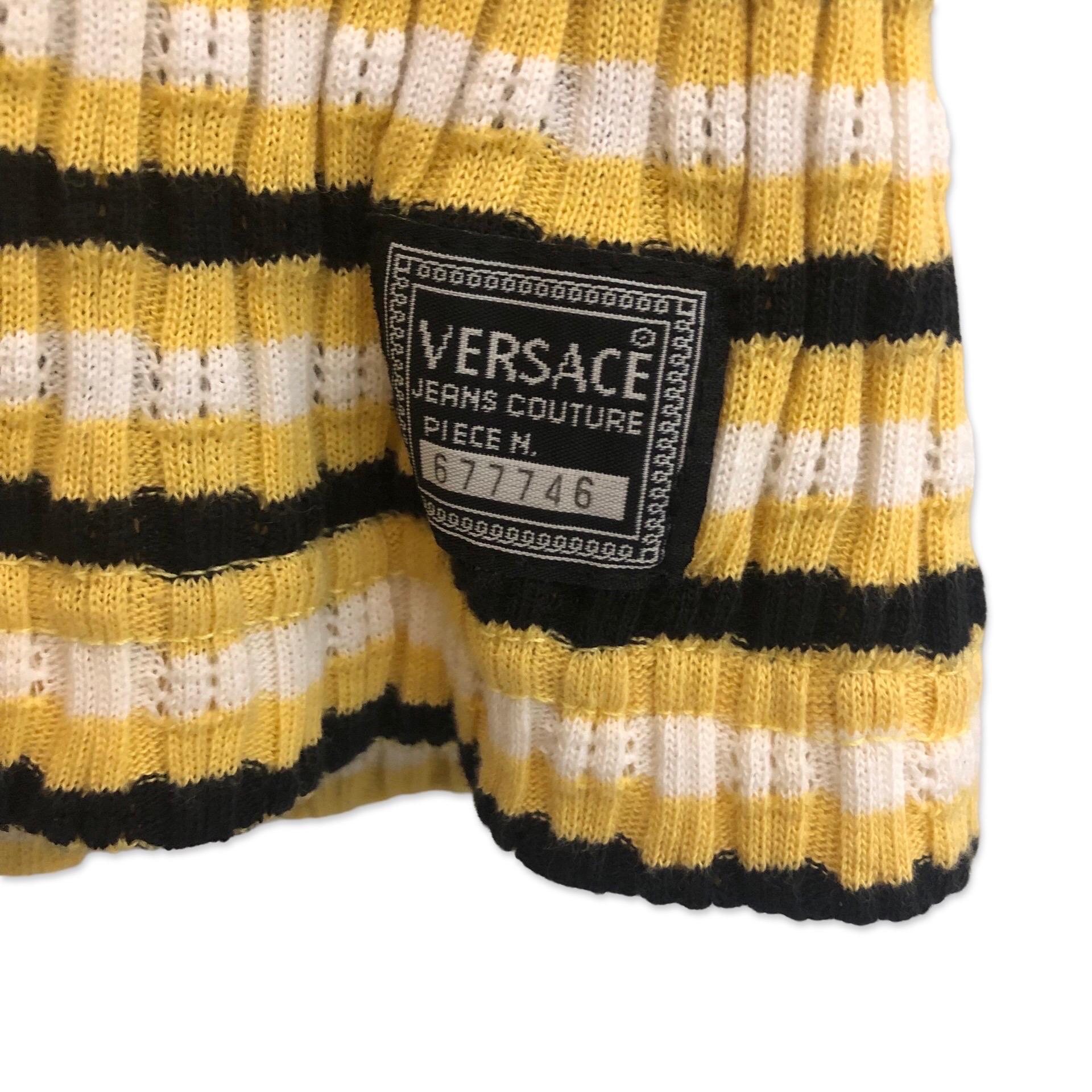 Versace Jeans Couture multi colours stripe cotton cropped top In Excellent Condition For Sale In Sheung Wan, HK