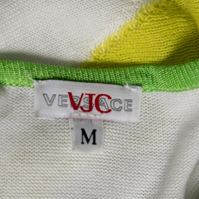 Versace Jeans Couture Multicolor Stripe Cap Sleeves Top M In Good Condition For Sale In Dubai, Al Qouz 2