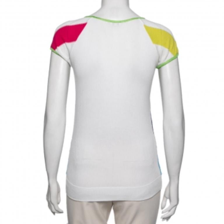 Versace Jeans Couture Multicolor Stripe Cap Sleeves Top M For Sale 2