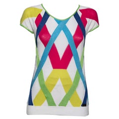 Versace Jeans Couture Multicolor Stripe Cap Sleeves Top M