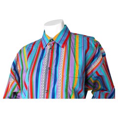 Versace Jeans Couture Multicolor Striped Button-Up Shirt circa 1990s