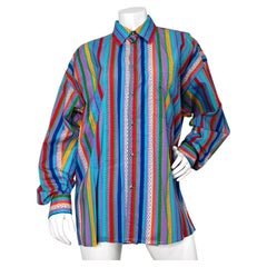 Versace Jeans Couture Multicolor Striped Button-Up Shirt circa 1990s