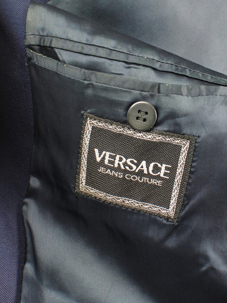 Versace Jeans Couture Navy Blue Medusa Buttons Blazer Zippers 2000s For ...