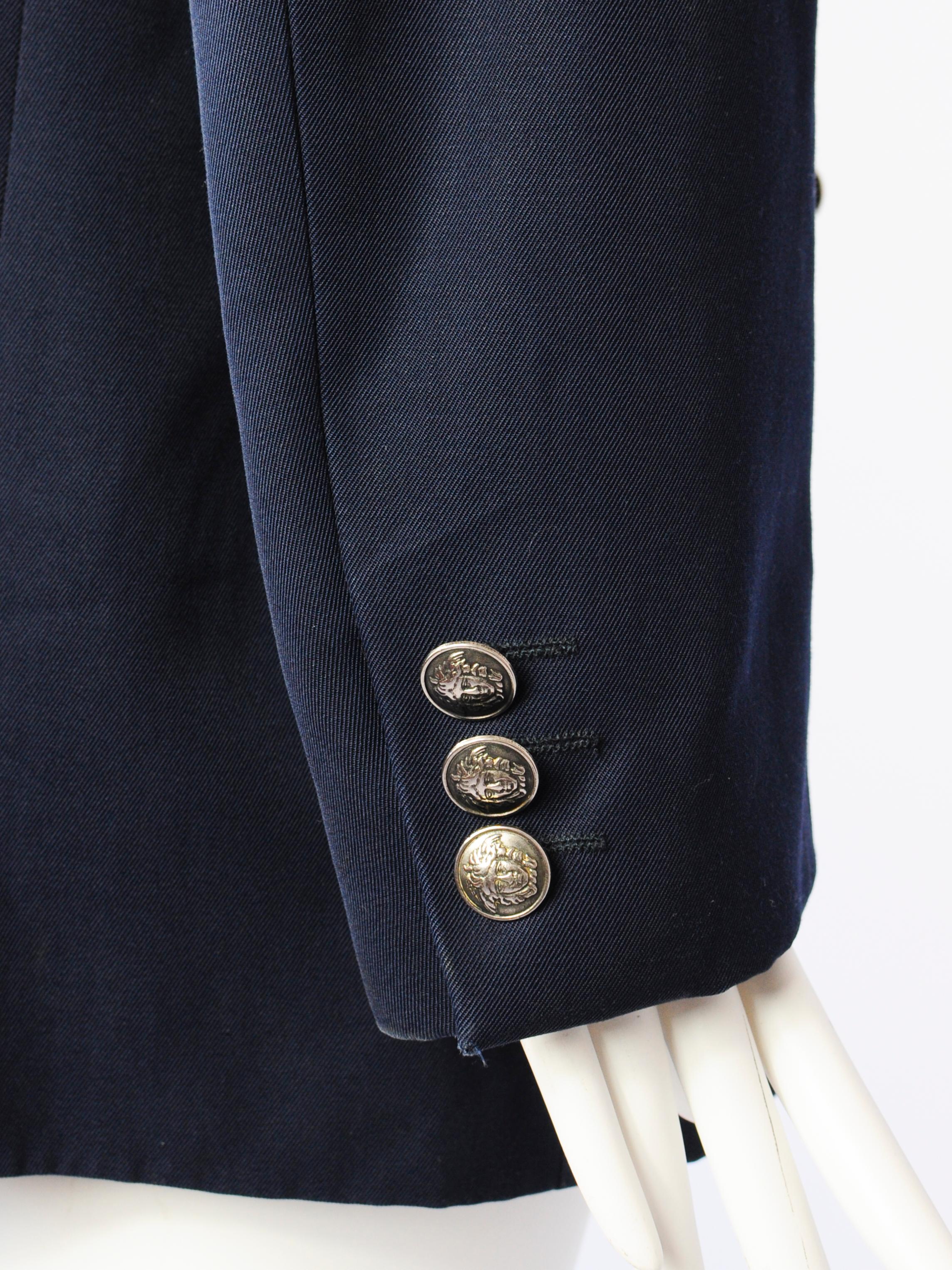 Versace Jeans Couture Navy Blue Medusa Buttons Blazer Zippers 2000s For Sale 3