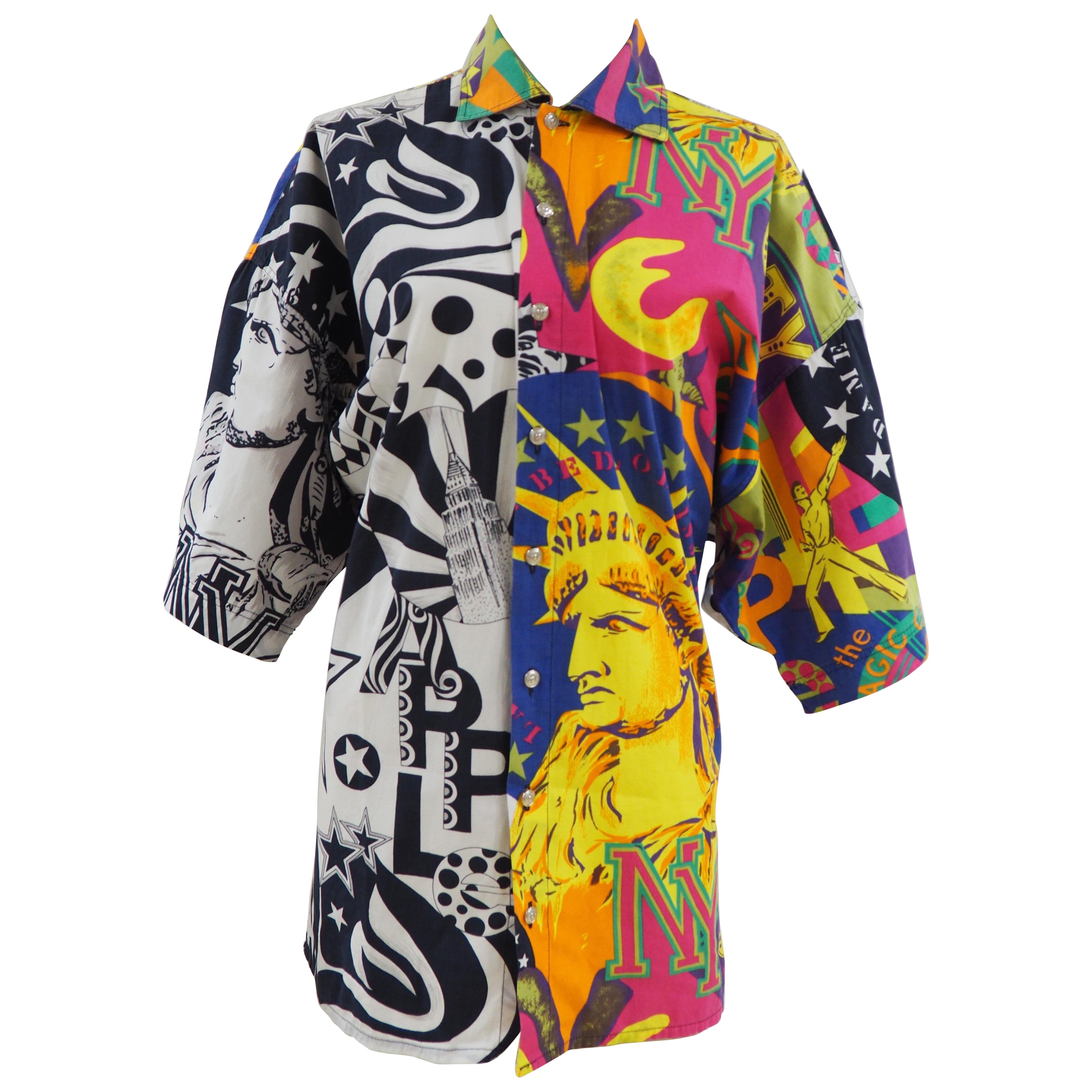 Versace Jeans Couture New York Pop Art multicoloured short sleeves cotton shirt