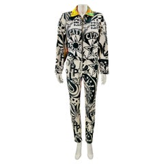 VERSACE JEANS COUTURE  New Yorker Pop-Art-Druck  Anzug Jeans und Bomber 90er-Jahre