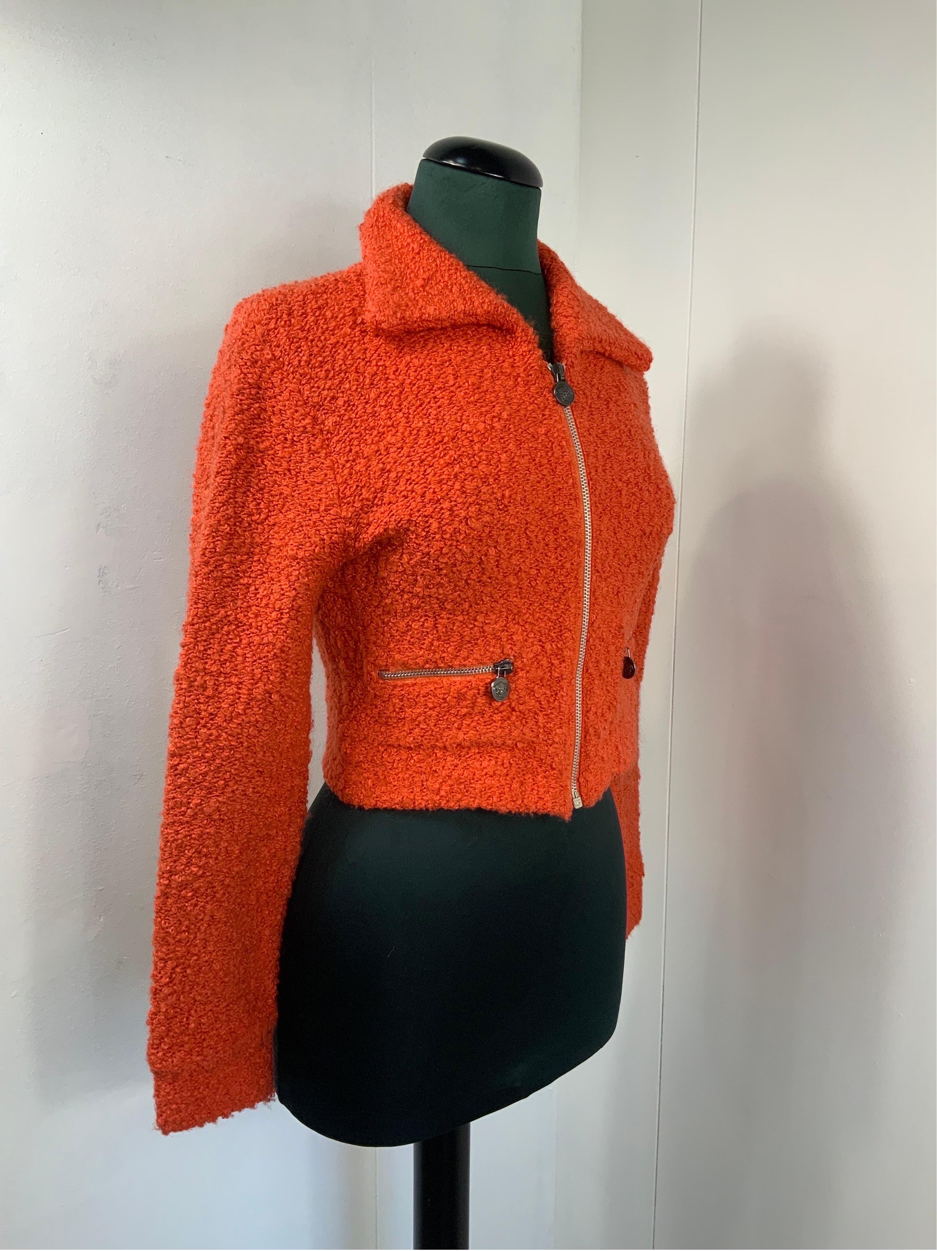 Versace Jeans Couture orange bouclè Jacket 2