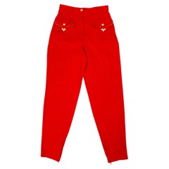 Versace Jeans Couture vintage red high-waisted pants from the 1990s
