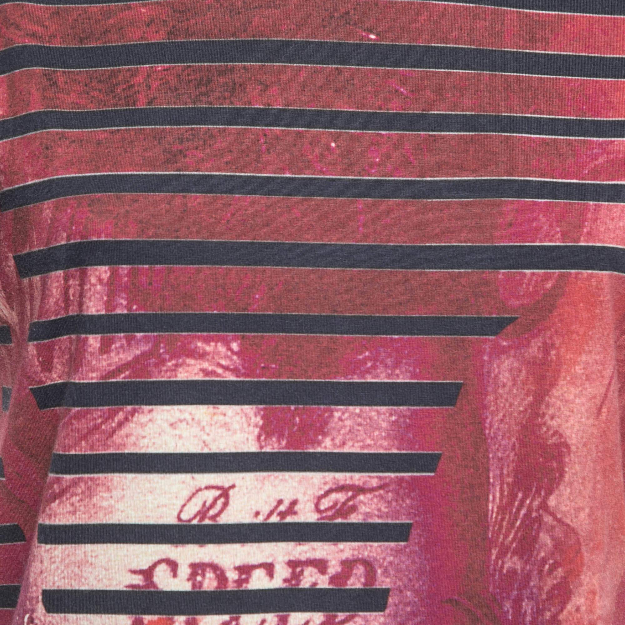 Versace Jeans Couture Camiseta de manga corta de algodón elástico con estampado integral rosa L Marrón en venta