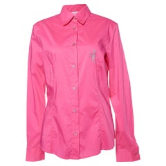 Versace Jeans Couture Rosa Baumwollhemd mit Logo-Detail aus Baumwolle M