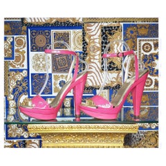 Versace Jeans Couture Pink Patent Leather 39 - 9 Sandals
