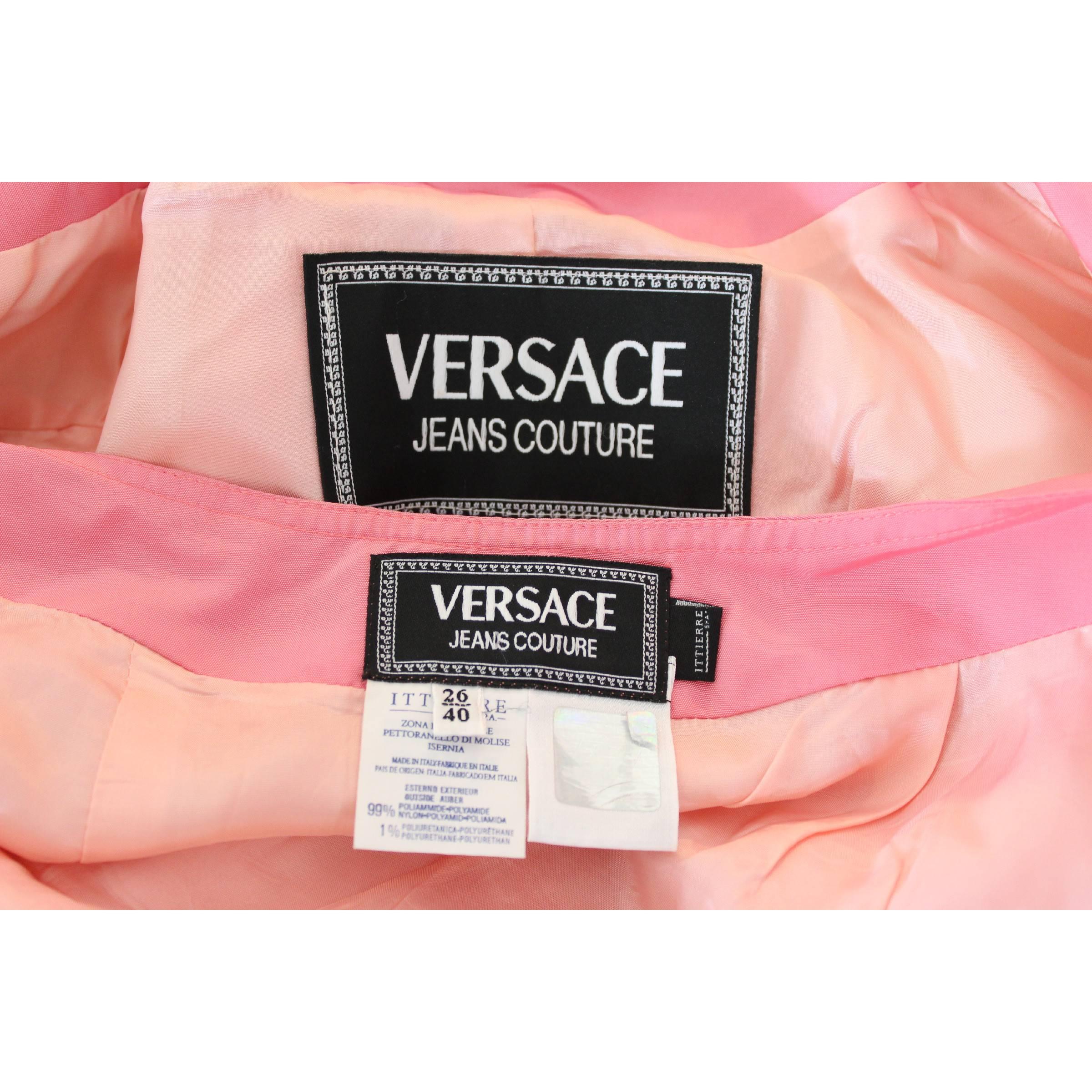Versace Jeans Couture Pink Vintage Viscose Suit Skirt  3
